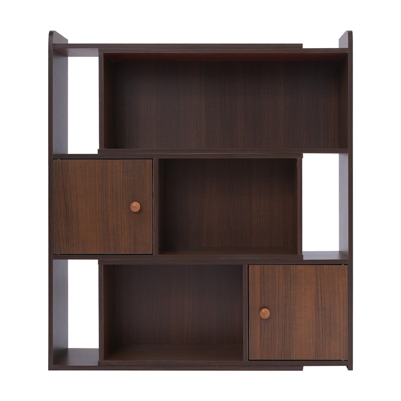 Stretchable Length 60-110cm Bookcase Modern Bookshelf W/Cabinet 3-Tier Bookshelf gallery
