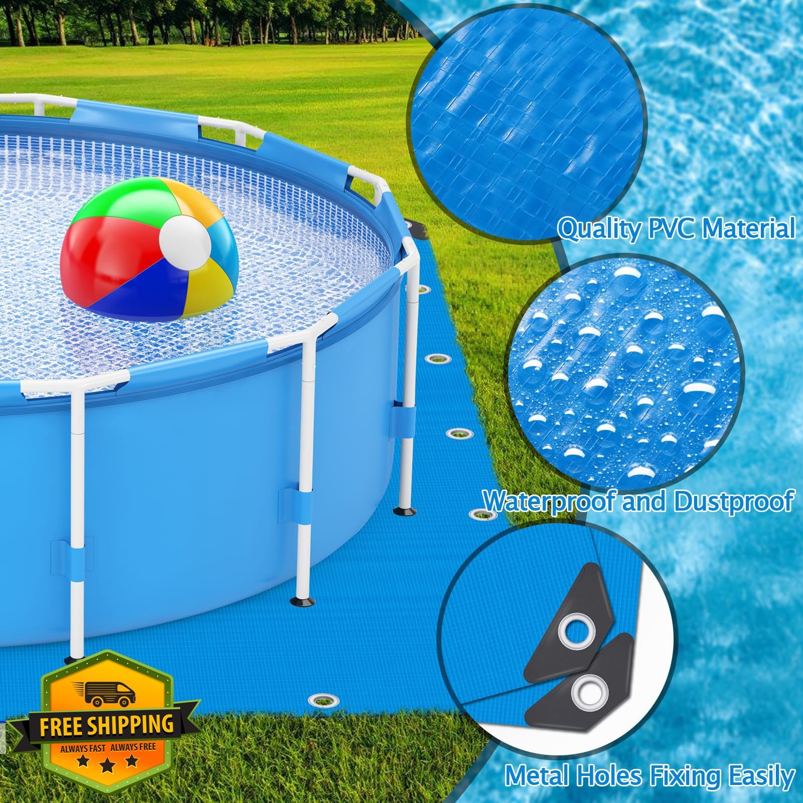 UJG 18x18 Ft Pool Ground Cloth Liner Pad Heavy Duty Mat Blue gallery