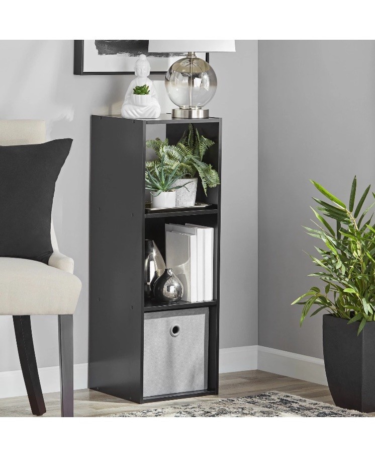 Mainstays 3Cube Storage Organizer Black, Bookshelf Display Shelf, Home Furniture gallery