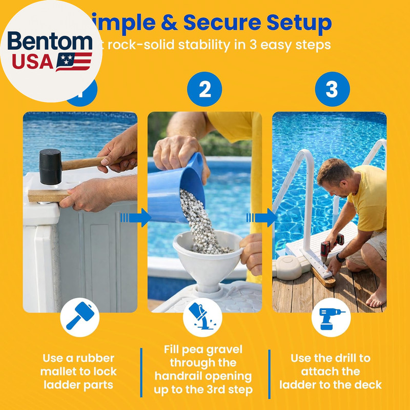 Blue Wave Easy Pool Steps – Anti-Slip above Ground Pool Ladder – Fits 48-54-In a gallery
