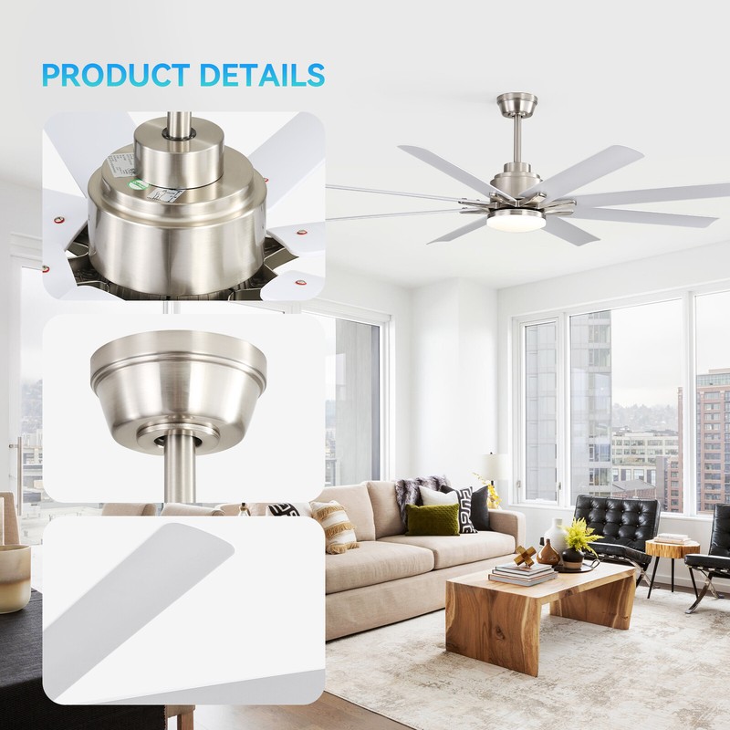 Nickel 52in Smart Ceiling Fan Compatible with Alexa/Google LED/Remote/APP/Voice gallery