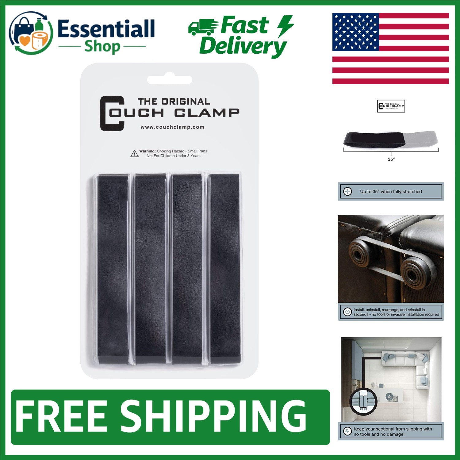 Universal Sectional Connectors: Easy Install 4-Pack for Sturdy Sofa Support gallery