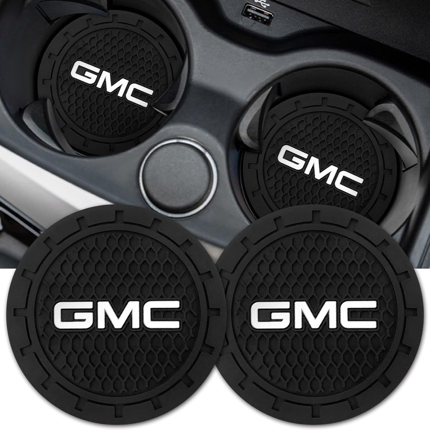 Car Cup Holder Coaster for GMC Recessed Silicone Cupholder Coaster Black-61 gallery