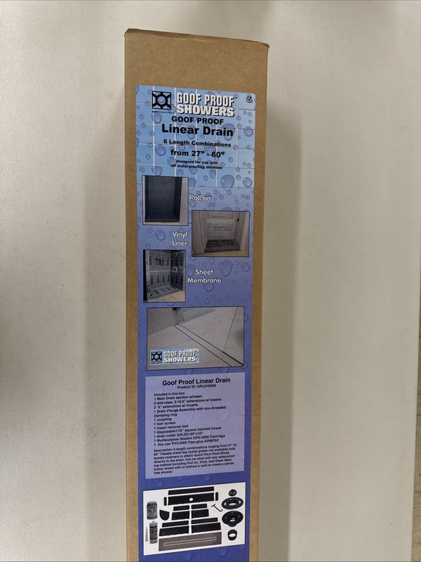 Goof Proof Tile Insert Linear Drain Adjustable 27"- 60" by Mark E industries gallery