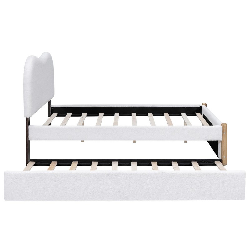 Full Size Upholstered Platform Bed with Wood Supporting Feet and Twin Size gallery