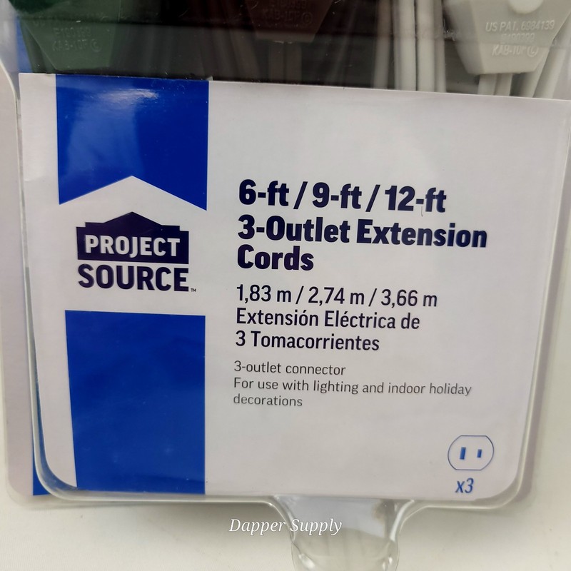 Project Source 3-Outlet Extension Cords 6, 9 & 12 Ft Ext Cords 0406109 gallery