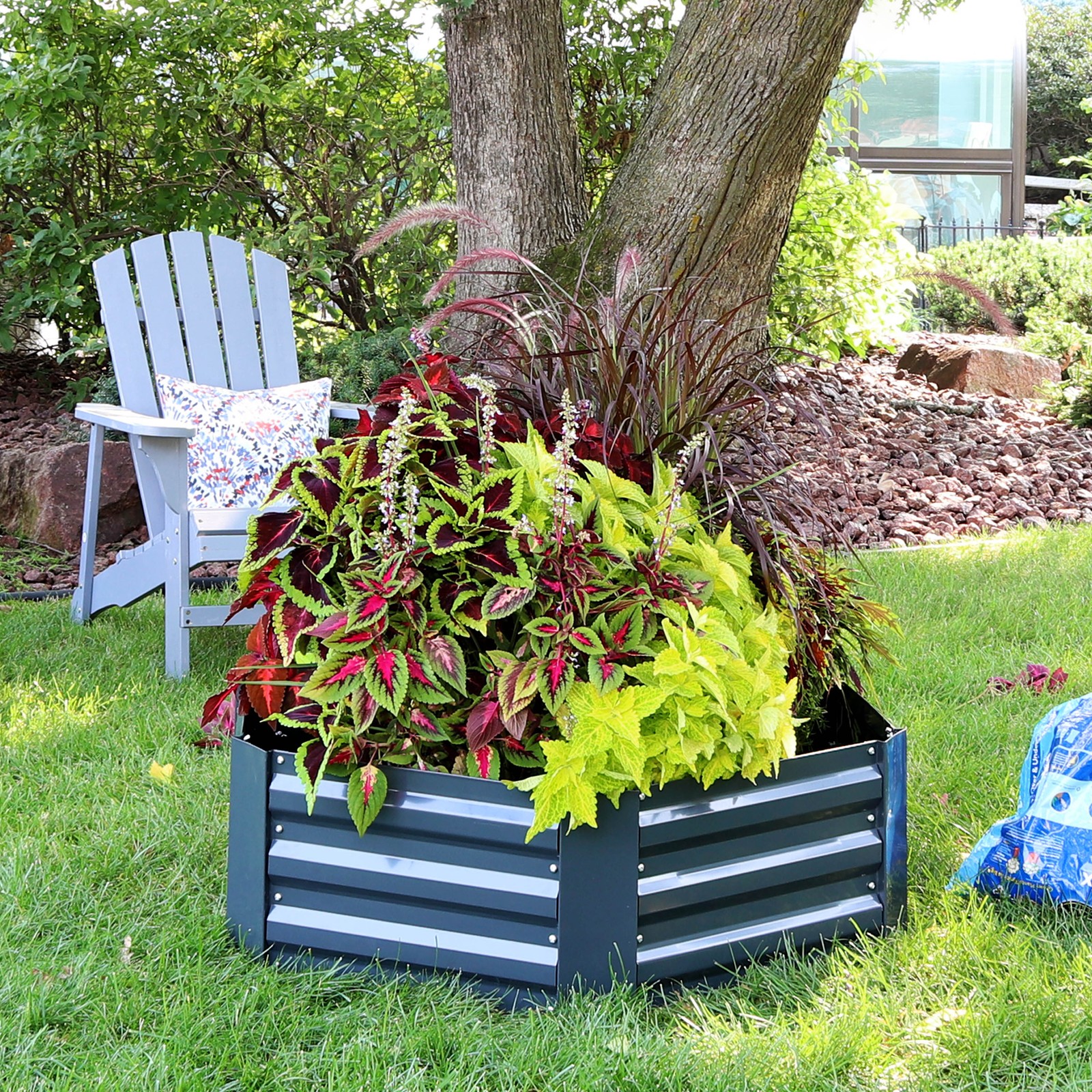 Galvanized Steel Hexagon Raised Garden Bed - 40 in - Dark Gray by Sunnydaze gallery
