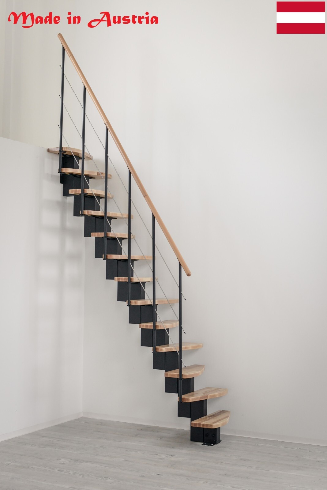 Indoor Space-Saving Straight Staircase Kit Central Stringer Beech Alternate Step gallery