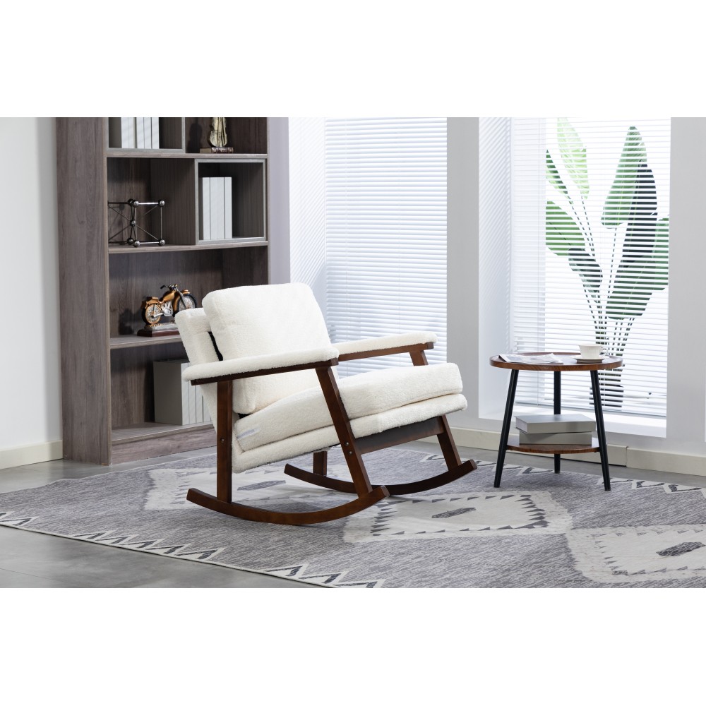Mid Century Modern Accent Chair ,rocking chair with Wood Frame, Upholstered gallery