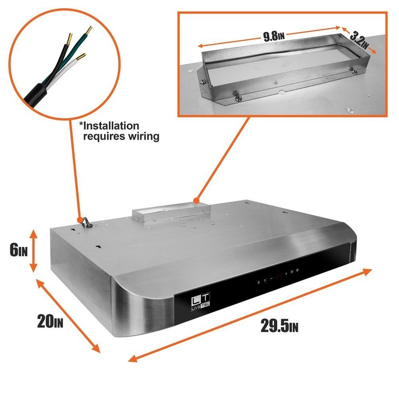 Livetech Stainless Steel 30-Inch Under Cabinet Kitchen Range Hood RS-BTS030-3E gallery