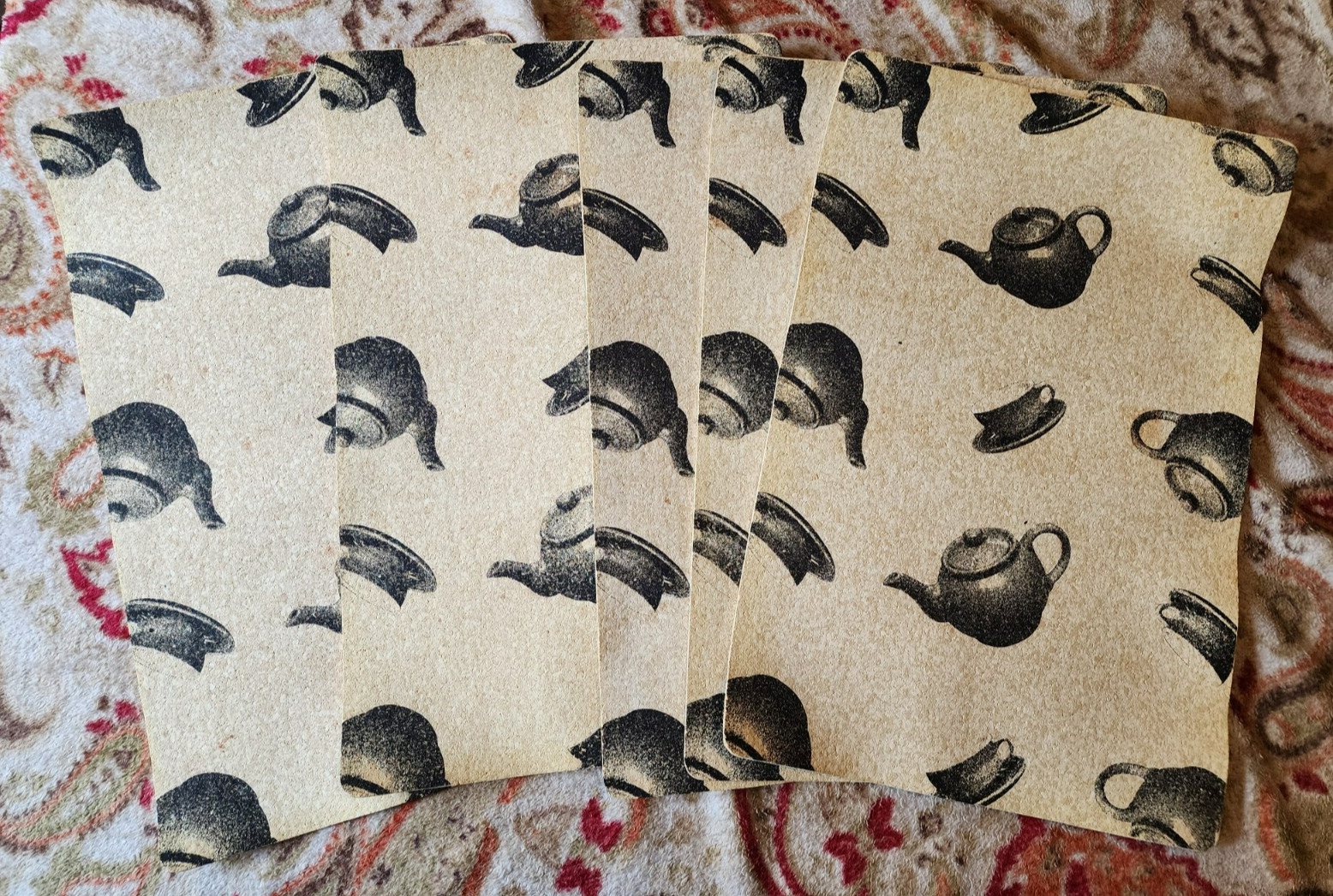 Lot of 5 - Fun Functional Recycled Rubber Table Placemats - Teapot Teacups 17x11 gallery