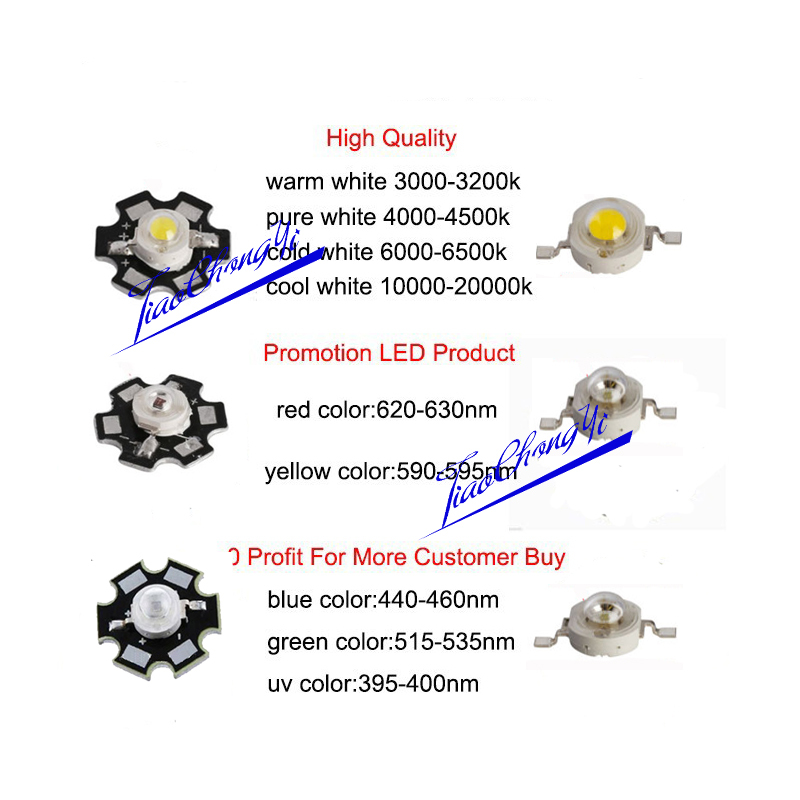 50PCS 3W watts High Power SMD LED COB Chip Lights Beads White Red Blue With PCB gallery