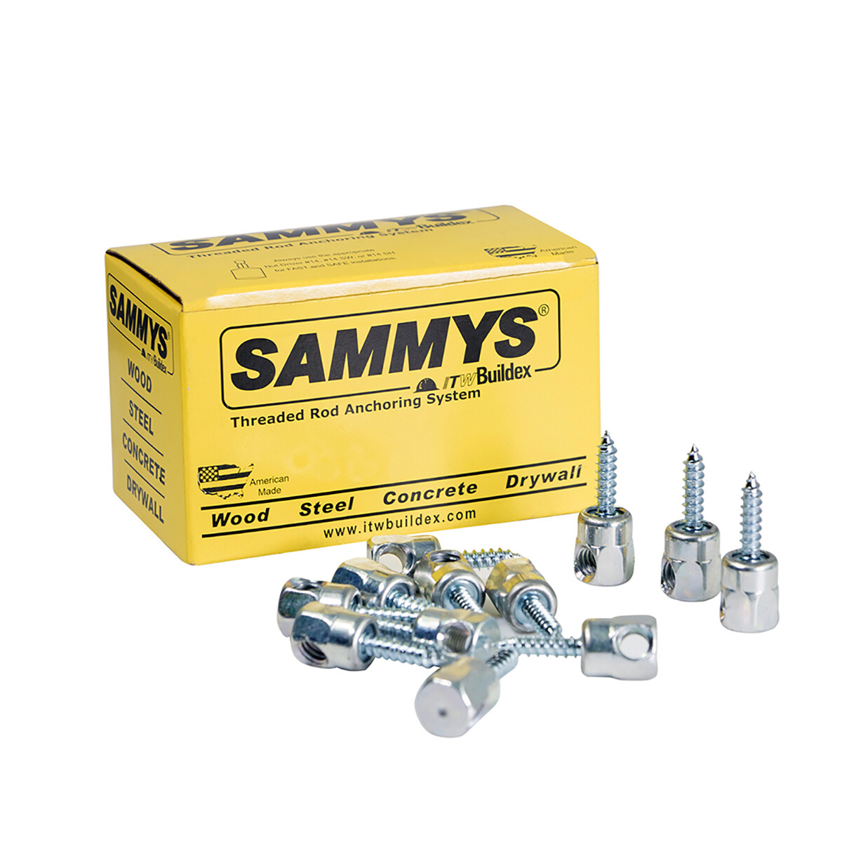 Sammys 1/4 x1'' Horizontal Rod Anchor Screw 3/8" Threaded Fitting for Wood 25 pk gallery