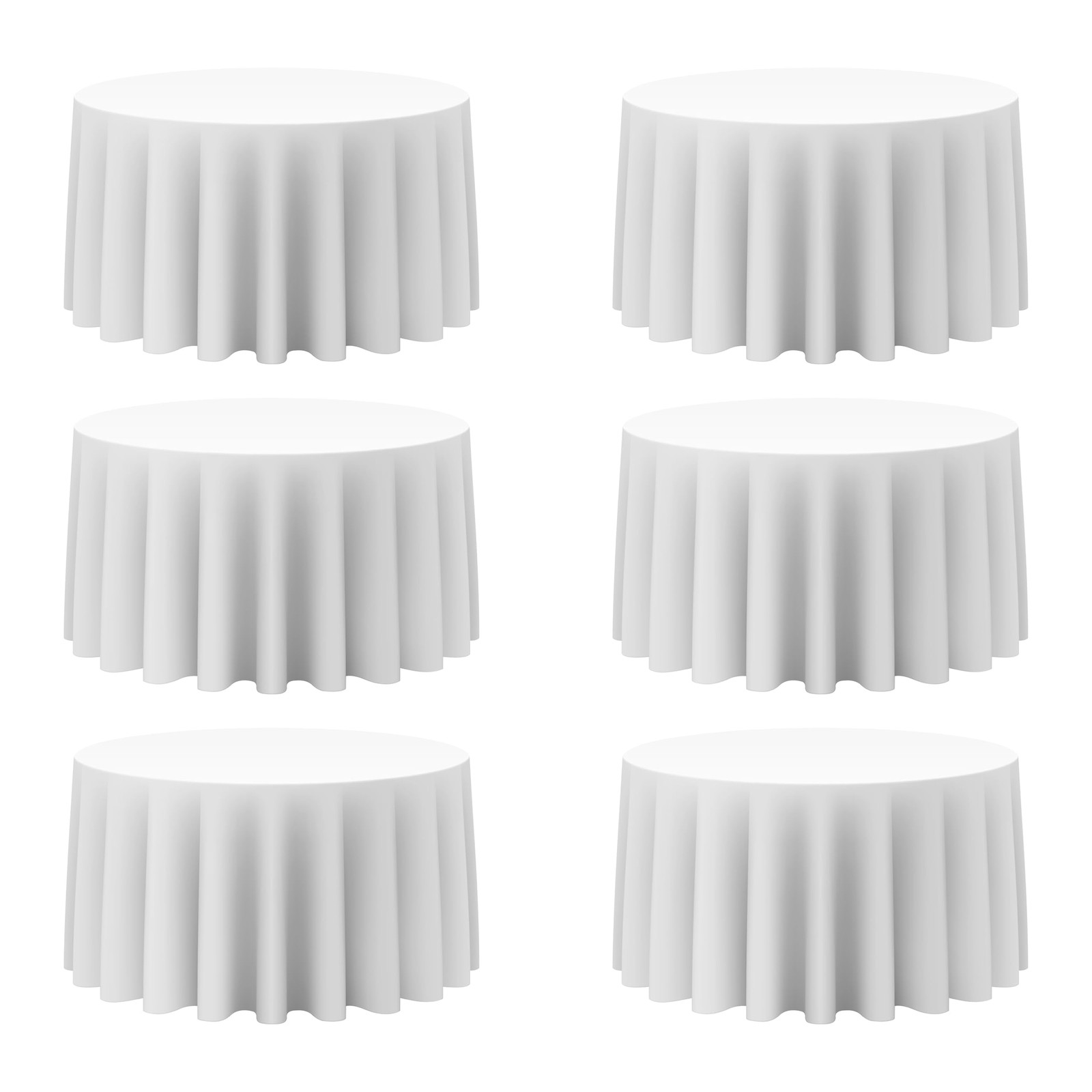 6 Pack White Round Tablecloths 120 Inch for 60” Tables - 150 GSM Polyester Fa... gallery