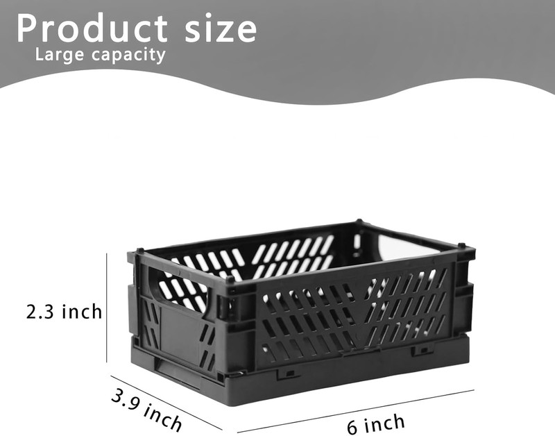2-Pack Mini Foldable Plastic Storage Box Mini Plastic Baskets for Organizing and gallery