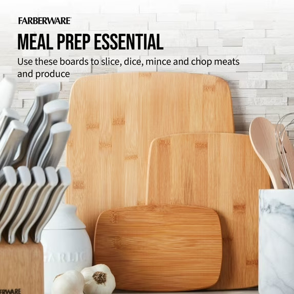 Classic 3-Piece Bamboo Cutting Board Set Bamboo Reversible 0.78 in x 11 in x 14 gallery