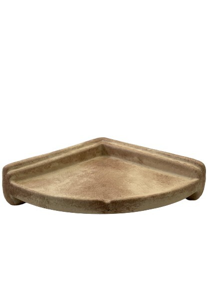 8" Ceramic Corner Shelf. Hand Painted Distressed Matte/Bone Finish. gallery