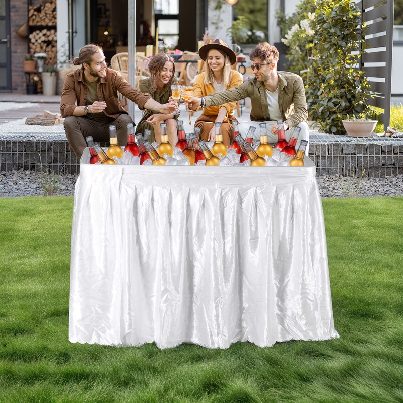 3.4' Foldable Party Ice Bin Table with Edge and Skirt Drain Hose w/5L Bucket gallery