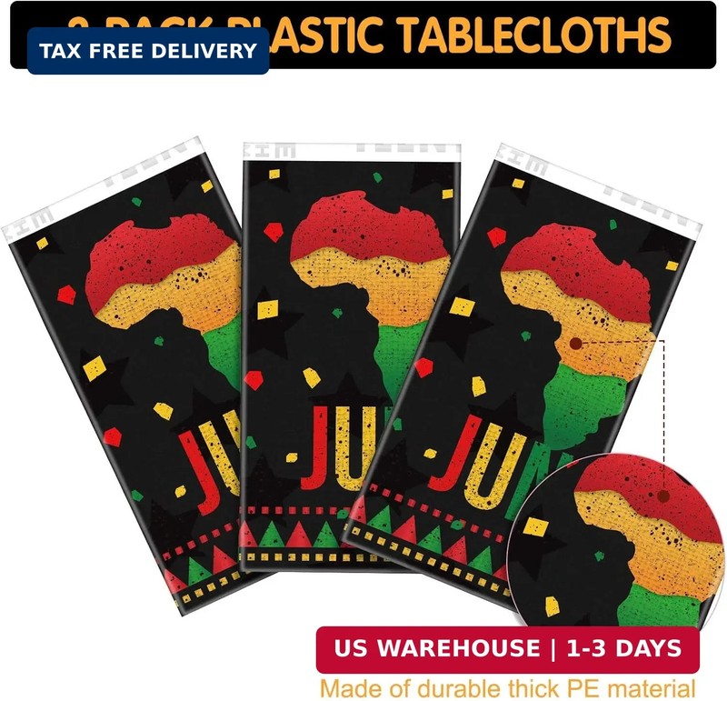 3 Pcs Juneteenth Tablecloths Happy Juneteenth Table Decorations Plastic Black Hi gallery