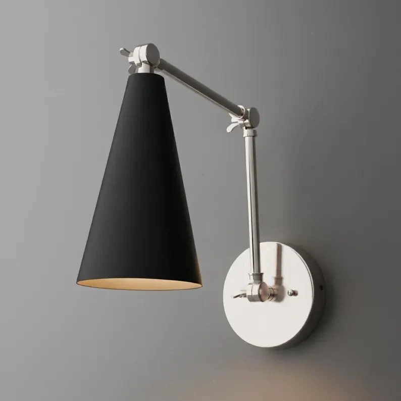 Handmade Modern Brass Wall Sconce - Stilnovo Swing Arm Adjustable Reading Lamp gallery