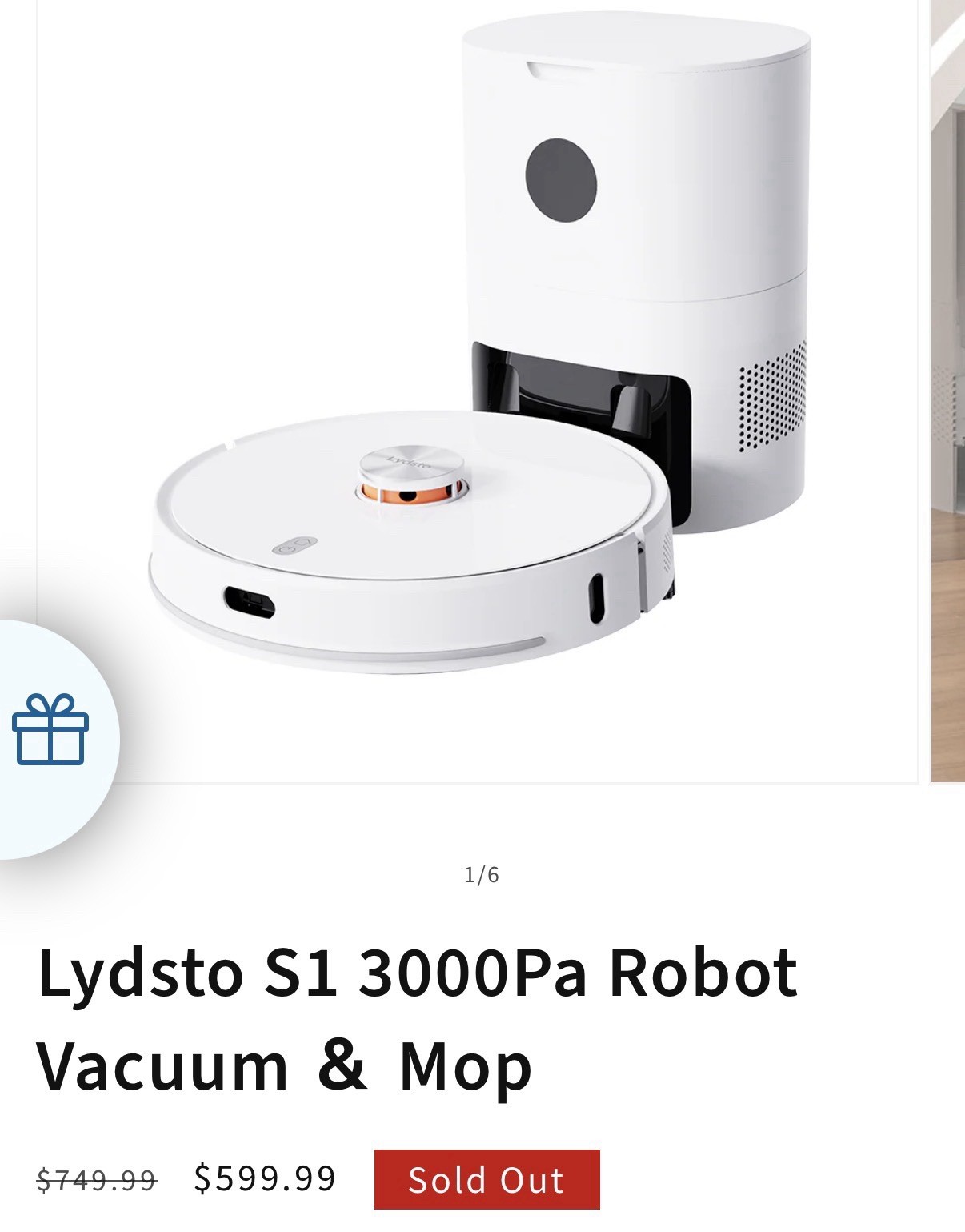 LYDSTO S1 3000 Pa Robot Vacuum + Mop, White gallery
