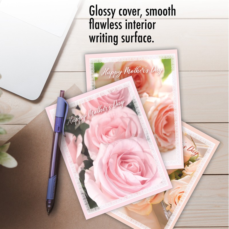 20 Asst'd Blank Mother's Day Notecards 4"x5.12" w/Env.(10 Designs) Pink Roses gallery