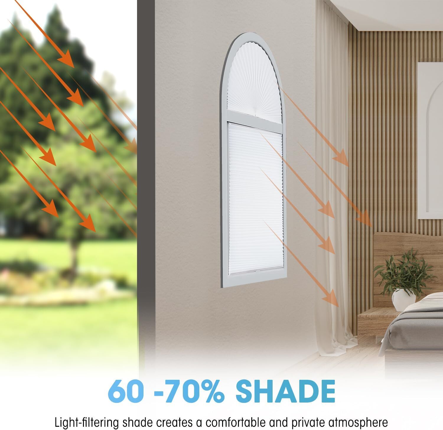 Arch Window Light Filtering Pleated Shade Blinds For Semicircle Arch Window 60%7 gallery