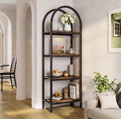 4-Tier / 5-Tier Bookshelf, Arched Bookcase Display Rack with Storage Shelves.