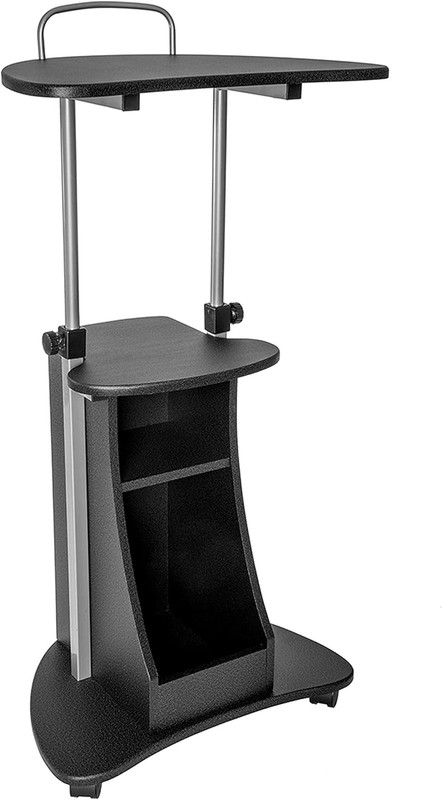 Adjustable Sit to Stand Rolling Laptop Cart Desk w/ Storage Mobile Workstation gallery