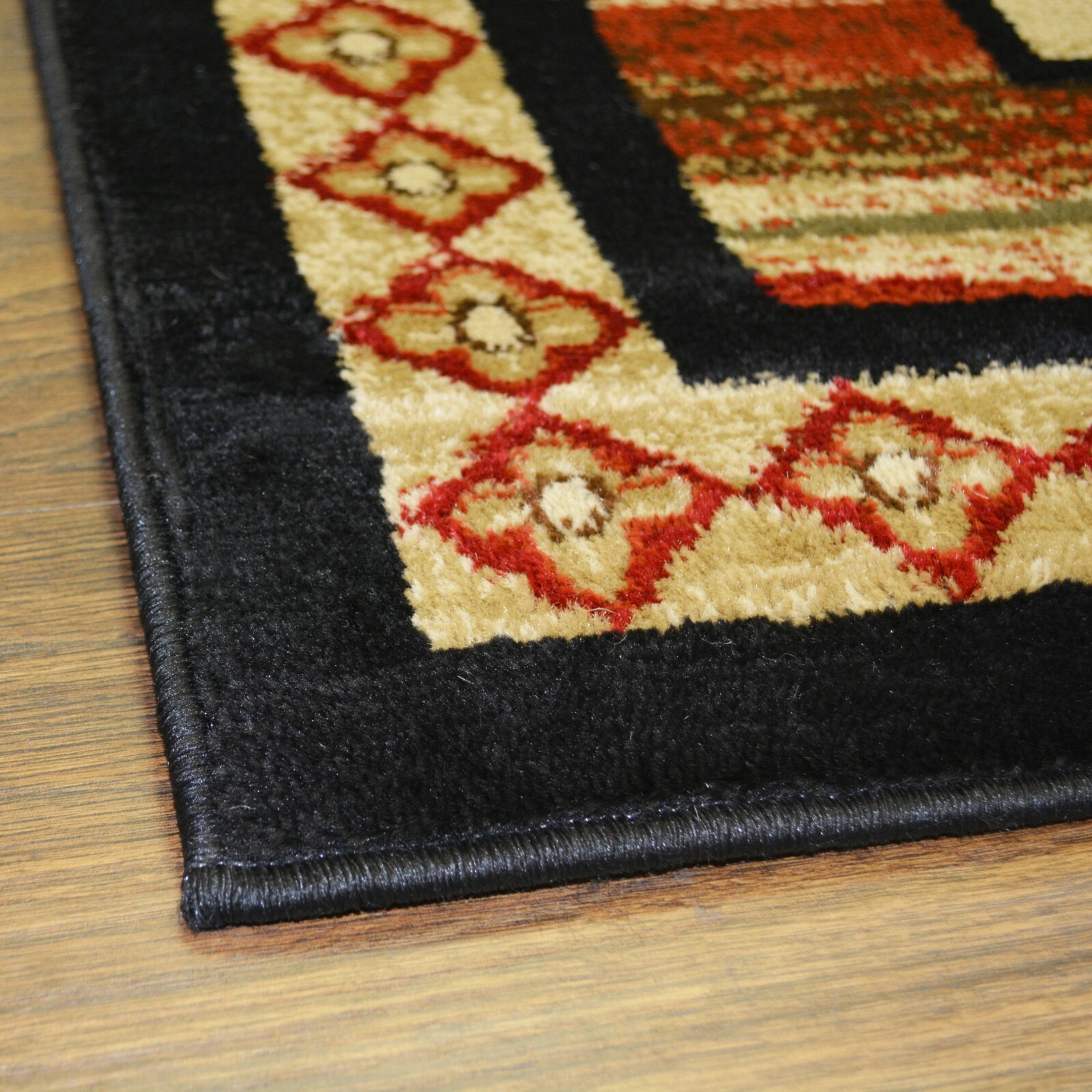 Hearthside Vogel Round Oval Runner Area Rug Lodge Cabin Bear Oar Black Red gallery