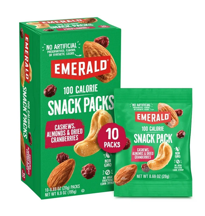 Emerald Nuts Cashews & Almonds with Dried Cranberries, 100 Calorie Packs, 10 Ct gallery