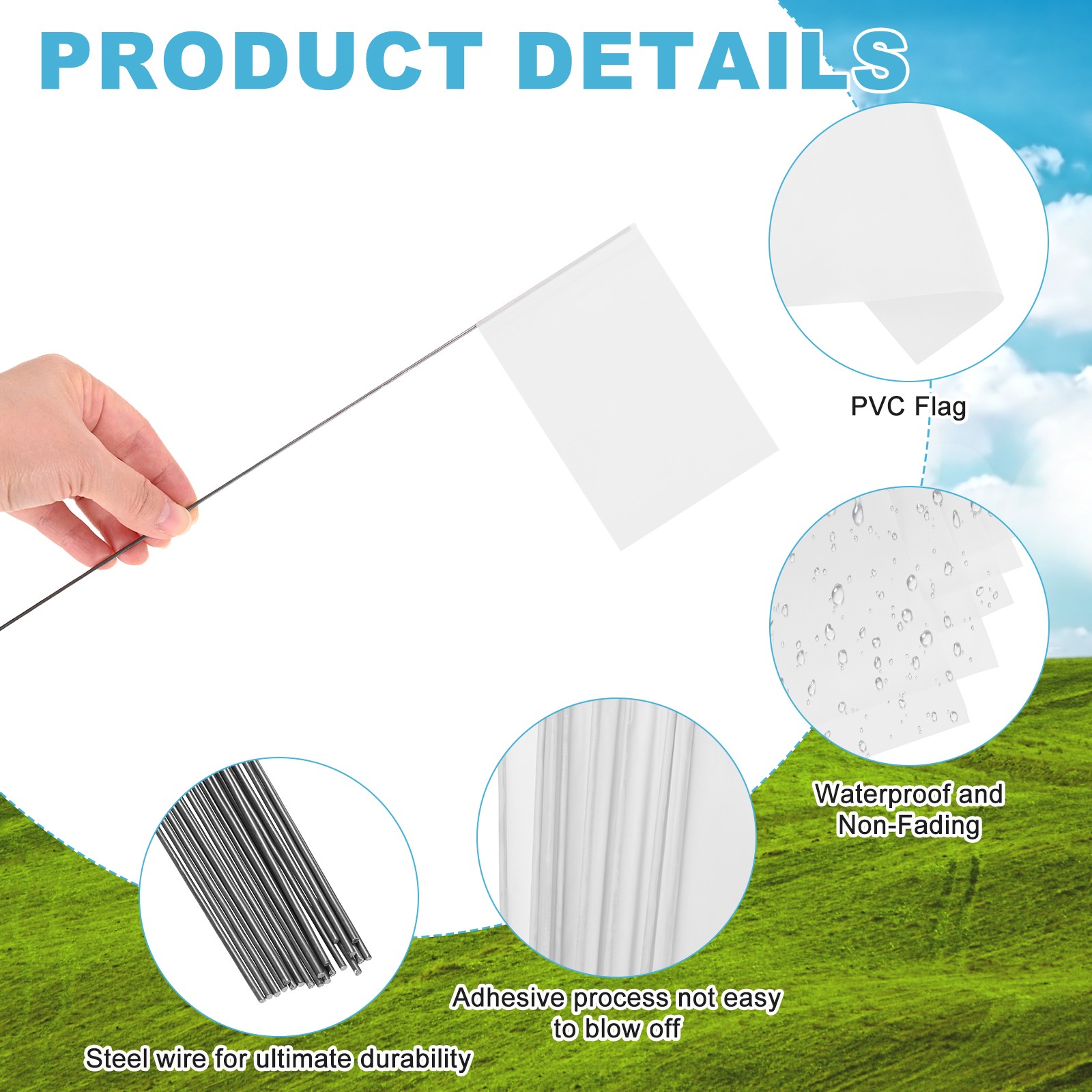 10-Pack 21x2.5x3.5 Inch Blank Marking Flags for Lawn/Yard/Irrigation [White] gallery