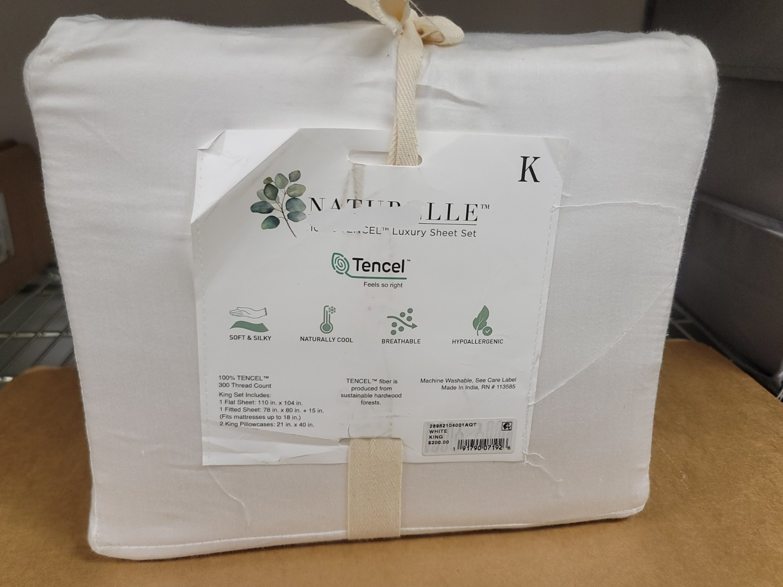 Naturelle 100% Tencel Lyocell 300 Thread Count King Sheet Set White gallery