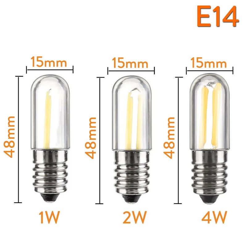 E14 E12 Led Refrigerator Bulb Light 220v Cob 3000k 6500k Dimmable Filament Clear gallery