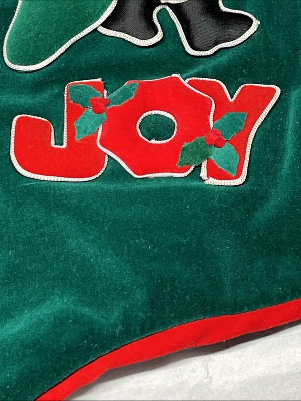 Marshall Fields 3D Santa Claus w/Joy Green Velvet Christmas Stocking 16" gallery
