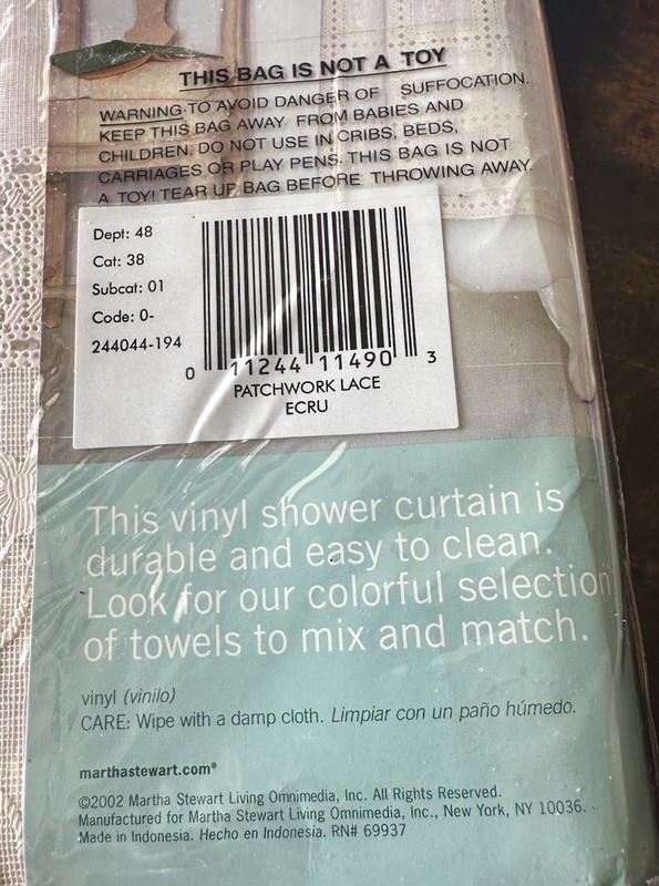 Martha Stewart Patchwork Lace Vinyl Shower Curtain New 2002 70x71 gallery