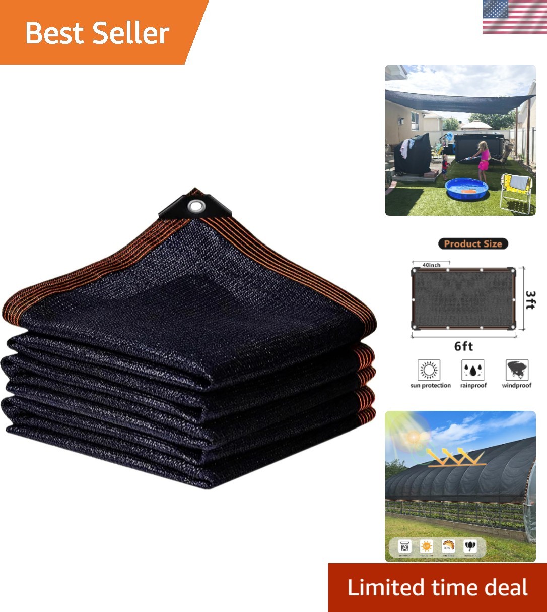 Versatile 3x6ft 90% Shade Cloth – Perfect for Gardens, Patios & Outdoor Events gallery