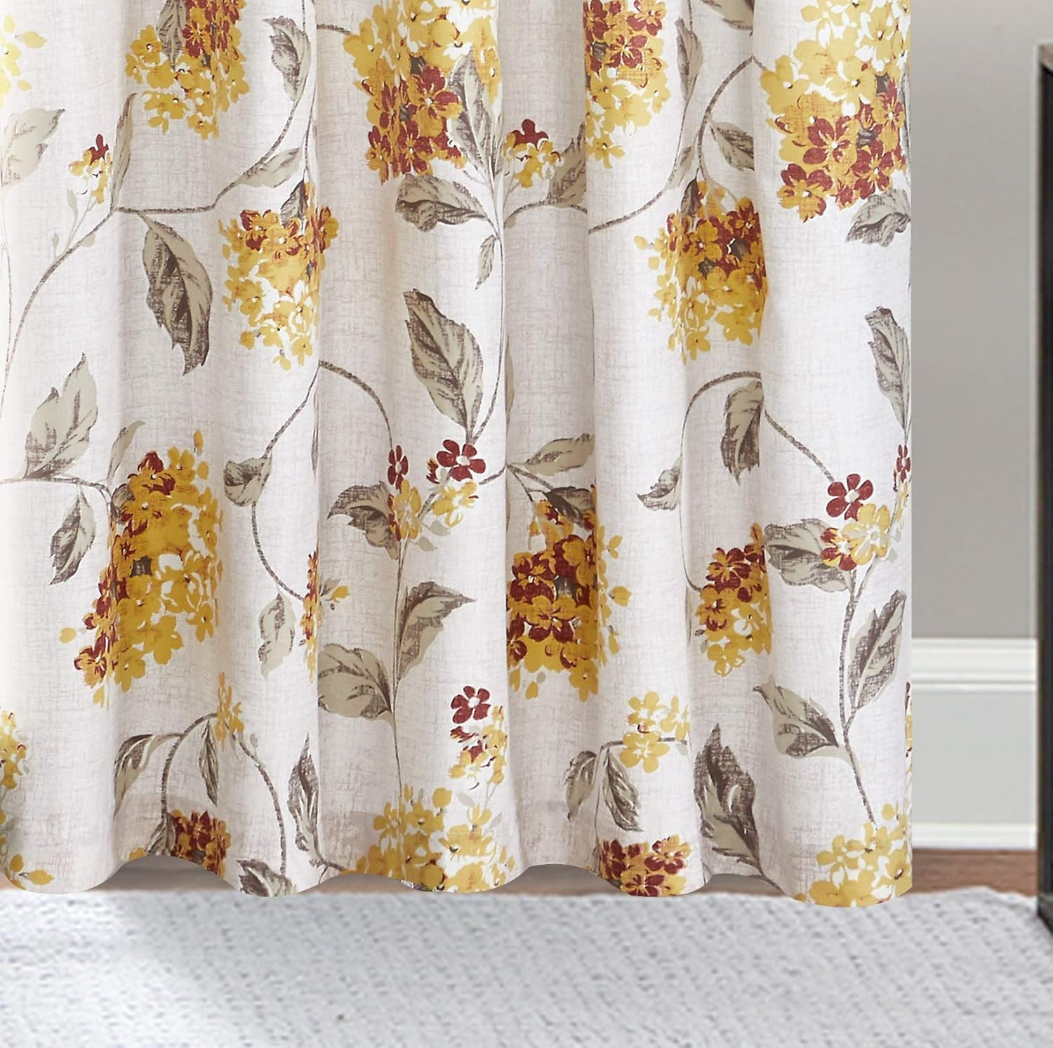Modern Floral Warwick Window Curtain Panel, 50X95, Yellow gallery