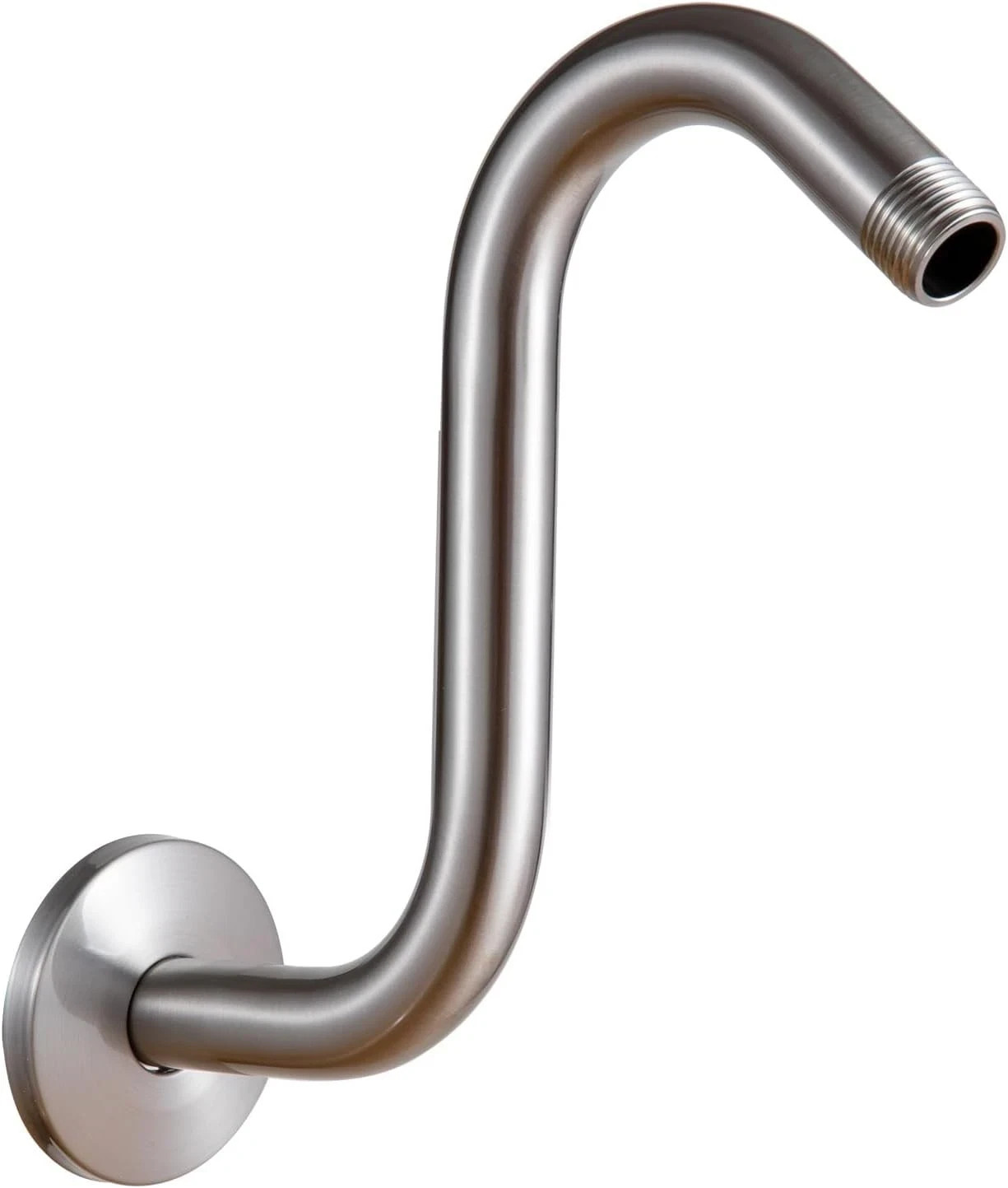 Shower Head Extension Arm 8 In, Brushed Nickel S Shaped Shower Arm with Flange H gallery