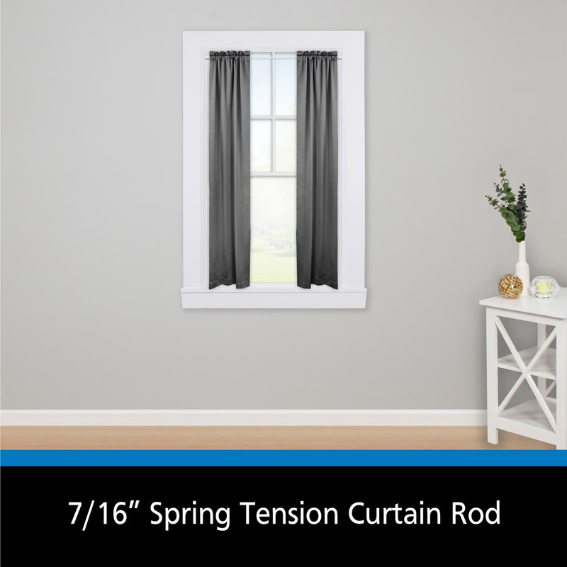 Mainstays Adjustable Spring Tension Curtain Rod 28-48 in White 7/16 Steel gallery