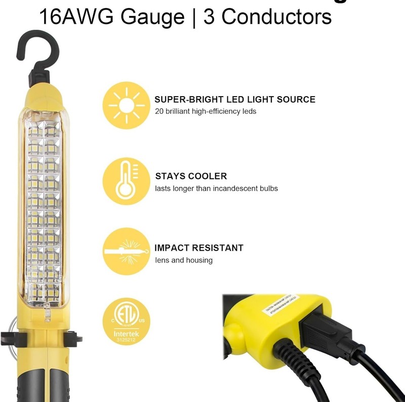 Corded LED Trouble Light, Handheld Portable Work Lights Strong Magnet Car Repair gallery