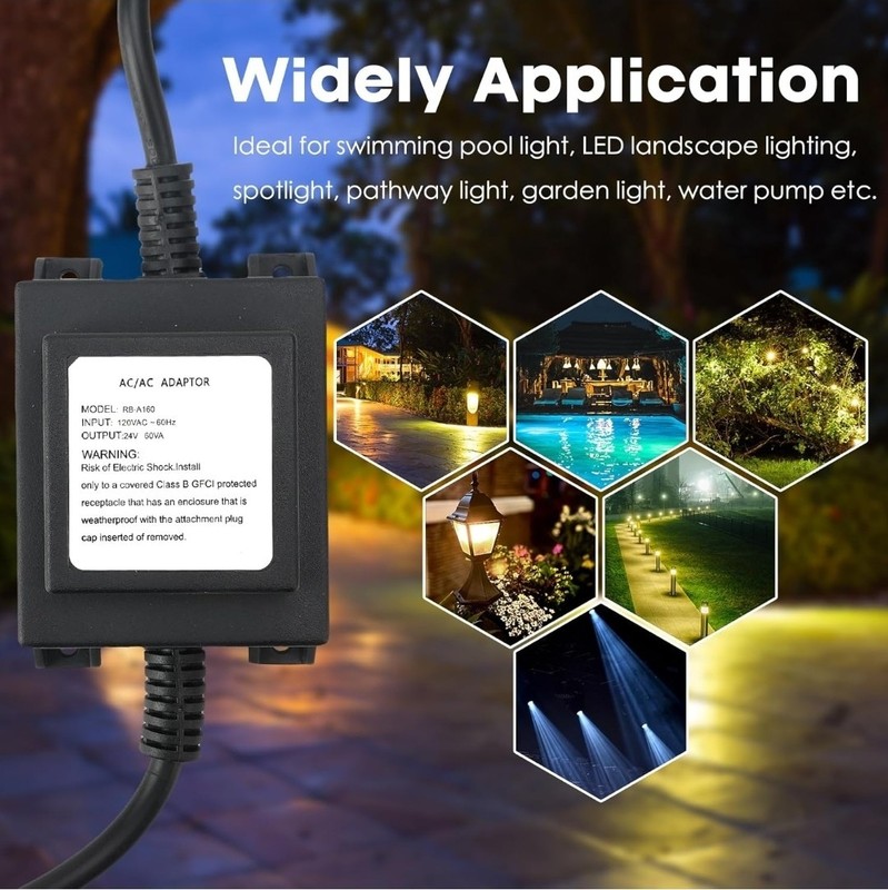OnlyFire Outdoor Landscape Transformer 110/120V to AC 24V/2.5A 60Watt Waterproof gallery