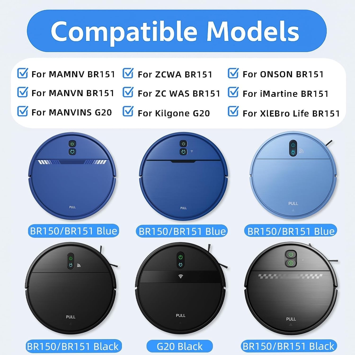"BR151 Robot Vacuum Replacement Parts, Compatible with MAMNV BR151,ZCWA BR151,.. gallery