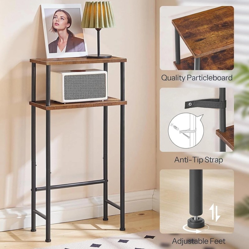 Rustic Brown and Black Console Table - 15.7" Hallway & Sofa Table with Storage gallery