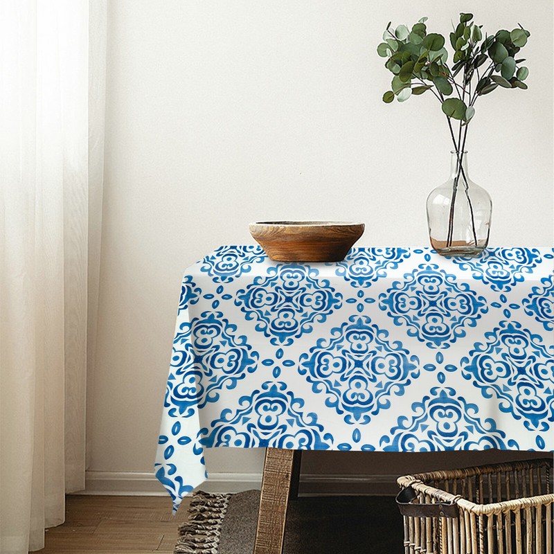 Vinyl Tablecloth Flannel Backed PVC Table Cover Waterproof Oil-Proof Wipeable gallery