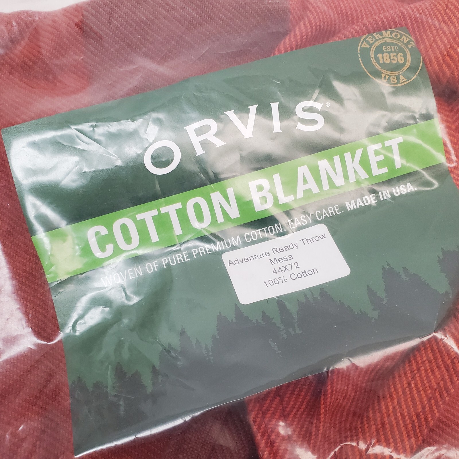 NOS ORVIS Adventure Ready Throw Blanket Mesa 44" x 72" 100% Cotton Made in USA gallery