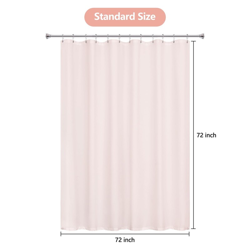 Baby Pink Microfiber Waterproof Shower Curtain Liner 2 Magnets 72x72 Inch gallery
