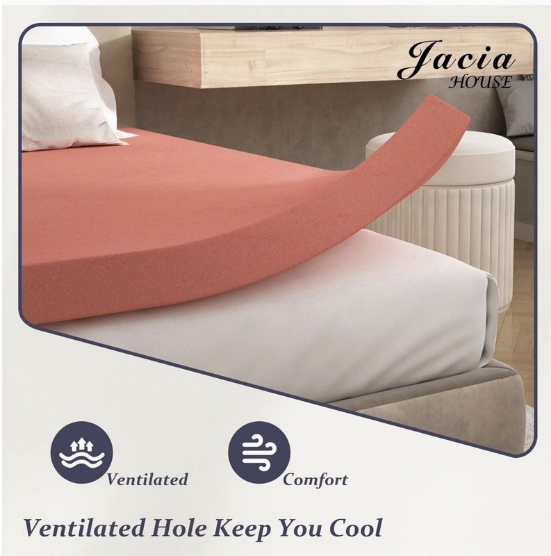 Jacia 3” Memory Foam Topper, For Use In RV’s & Campers Short Queen 60”W x 74”L gallery