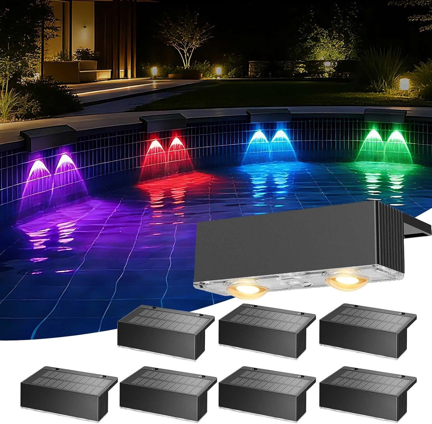 4 Pack Solar Pool Lights for above Ground Pools, Swimming Inground Pool LED Ligh gallery