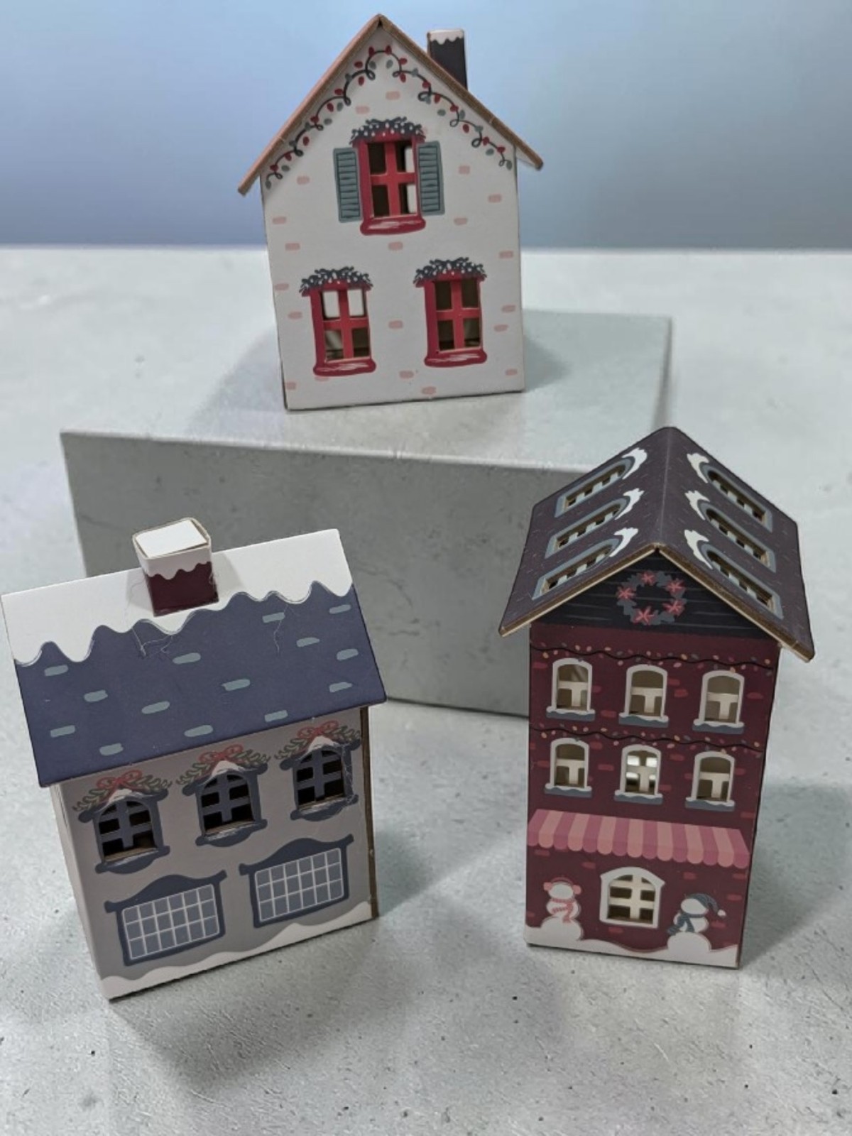 Boxed Set 2022 Target Horizon Cardboard Houses Winter Decor Christmas Snowmen gallery
